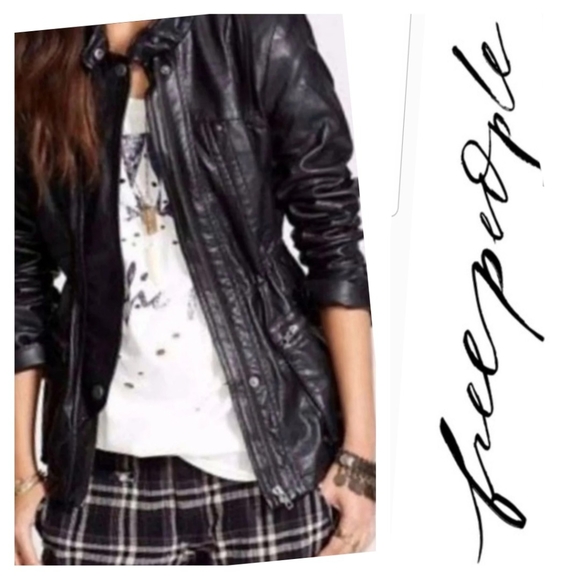 Free People Vegan Leather Jacket Anorak Medium